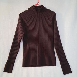 Faherty Burgandy  Ribbed Turtleneck Sweater